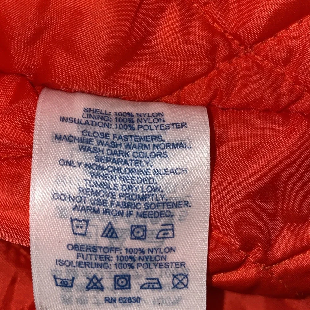 Lands End The Squall Mens XL Orange Blue Water Windproof Quilted  Lined Parka